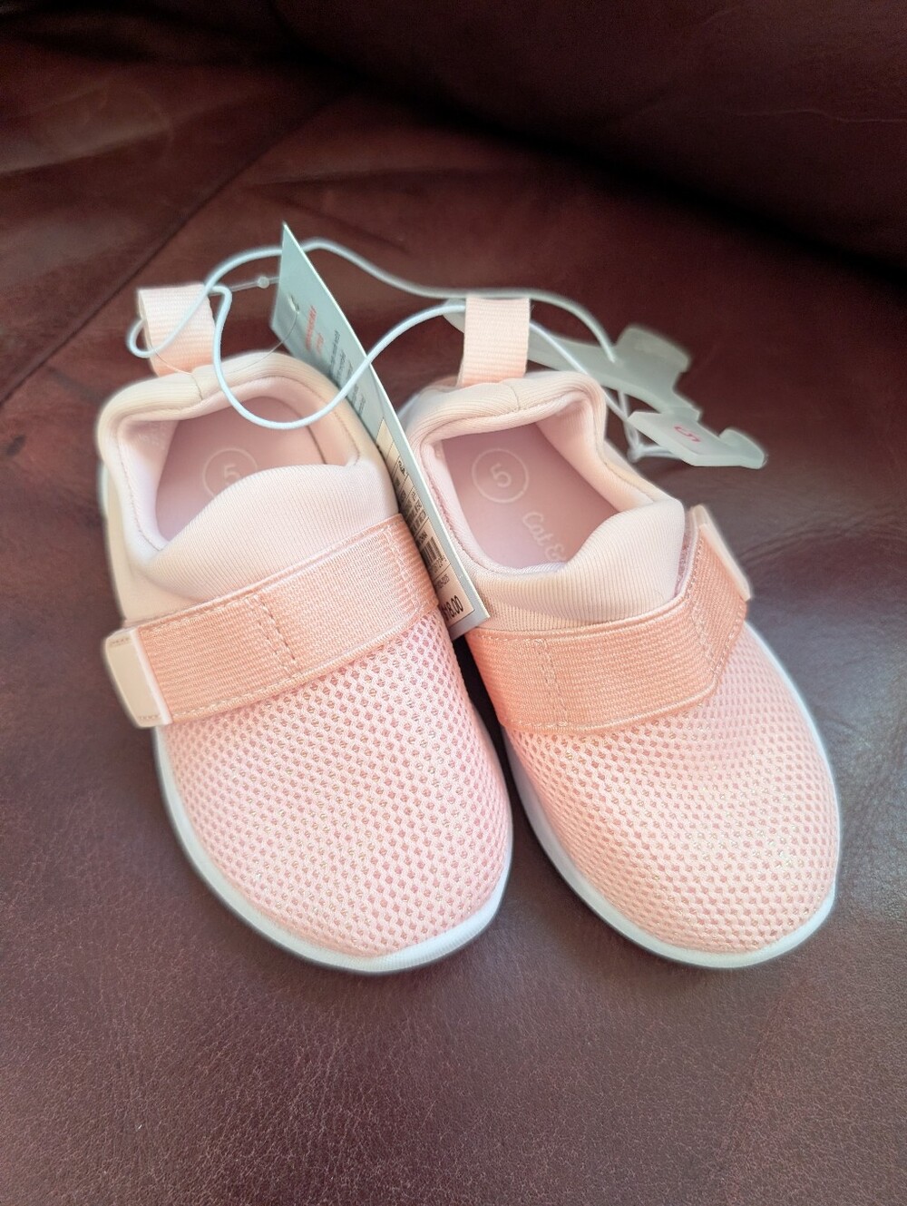 Cat & Jack Pink Mesh Hook-and-Loop Toddler Size 5 Slip-On Waterproof Sneakers